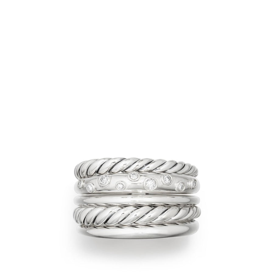 Pure Form Wide Ring with Diamonds