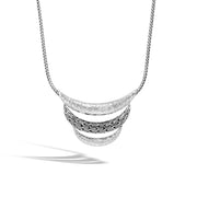 Classic Chain Arch Hammered Silver Small Bib Necklace