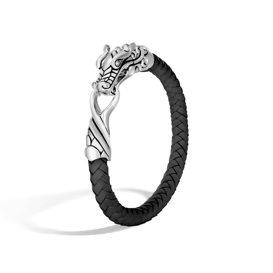 Legends Naga Silver Bracelet on Black Leather