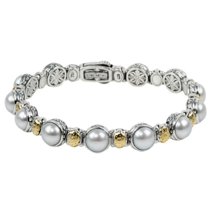 Sterling Silver & 18K Gold Pearl Bracelet