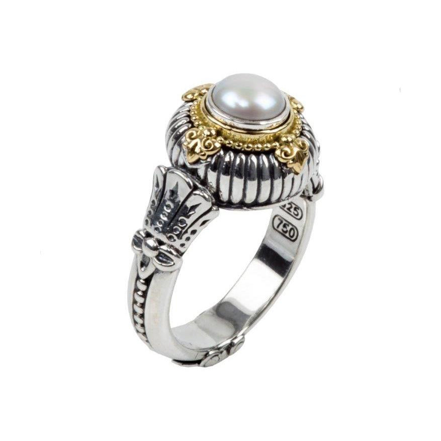 Sterling Silver 18K Gold Pearl Ring