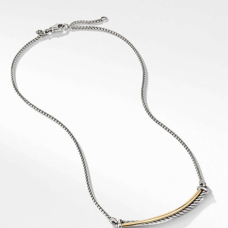 Crossover Bar Necklace with 18K Gold