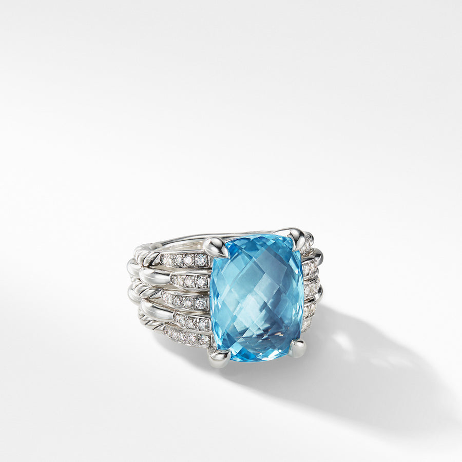 Tides Statement Ring with Blue Topaz and Diamonds