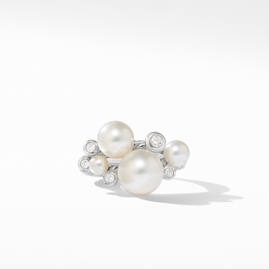 Pearl Cluster Ring with Diamonds