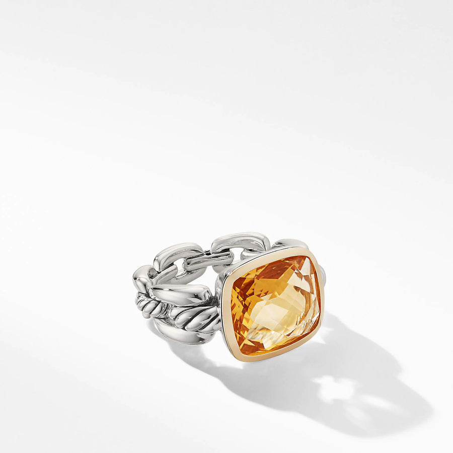 Wellesley Link Statement Ring with 18K Gold and Smoky Quartz