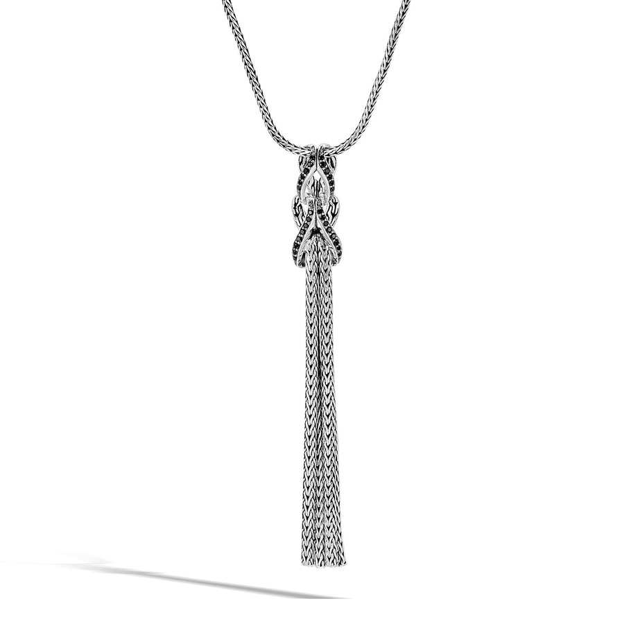Asli Classic Chain Link Silver Tassel Pendant Necklace