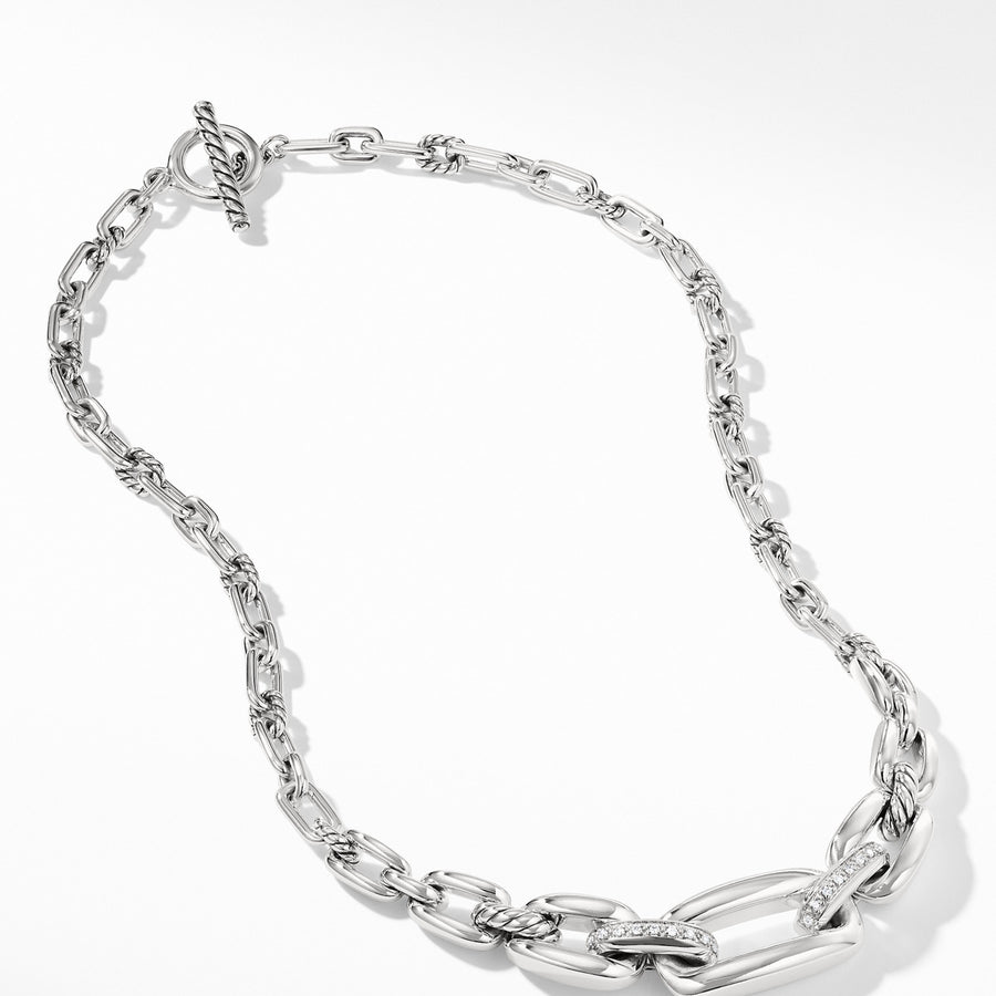 Wellesley Chain Link Station Necklace with Diamonds