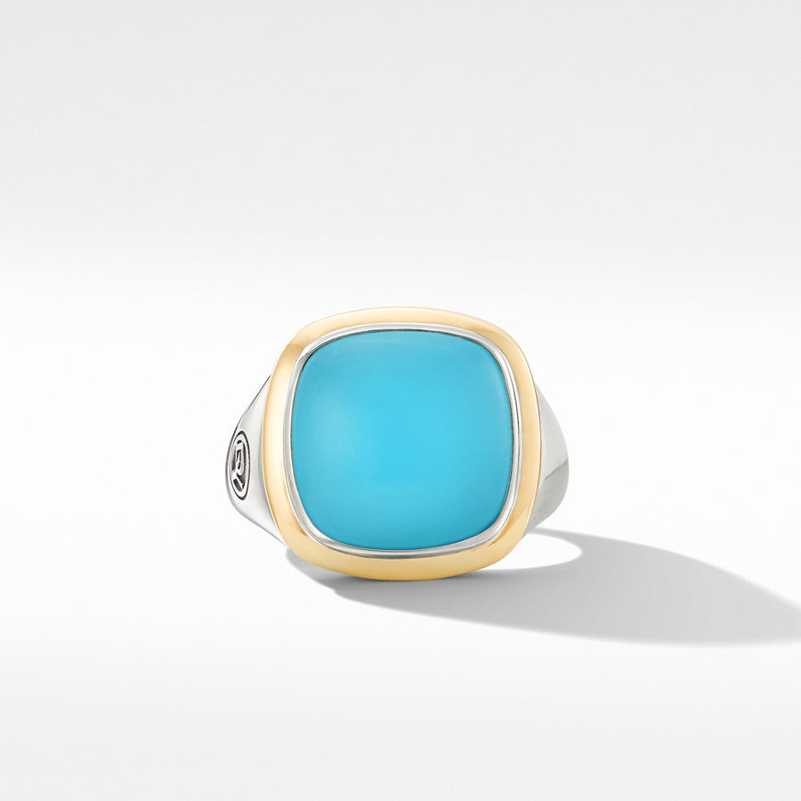 Albion Ring with Reconstituted Turquoise and 18K Yellow Gold