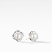 Continuance Pearl Button Earrings with Diamonds