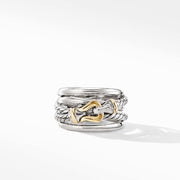 Buckle Crossover Ring in Sterling Silver with 18K Yellow Gold