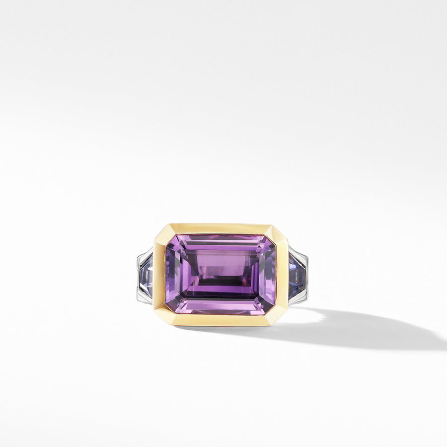 Novella Three Stone Ring with Amethyst and 18K Yellow Gold