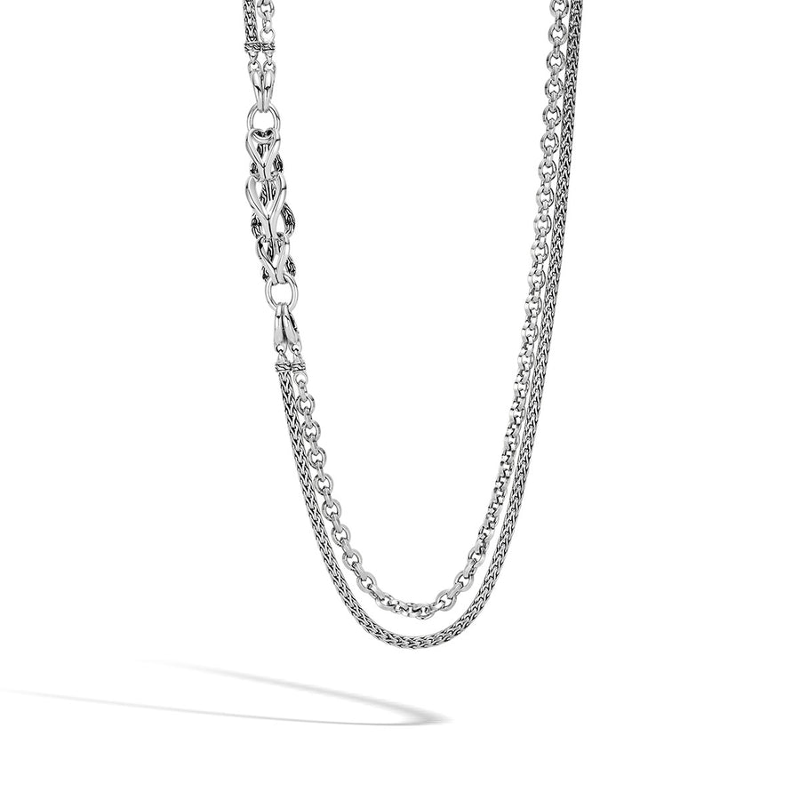 Asli Classic Chain Link Silver Double Row Necklace