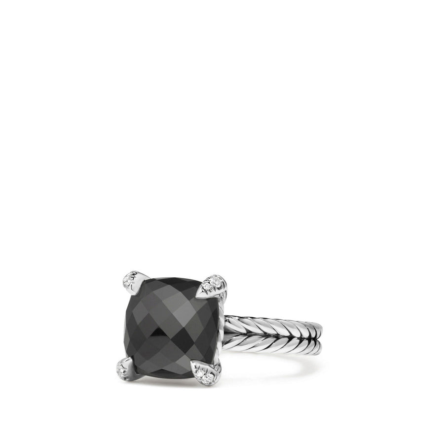 Chatelaine Ring with Black Onyx and Diamonds