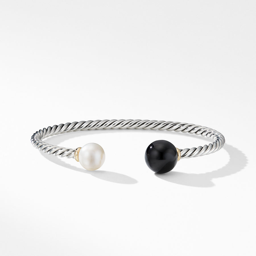 Solari XL Cable Bracelet with Black Onyx, Pearl and 14K Yellow Gold