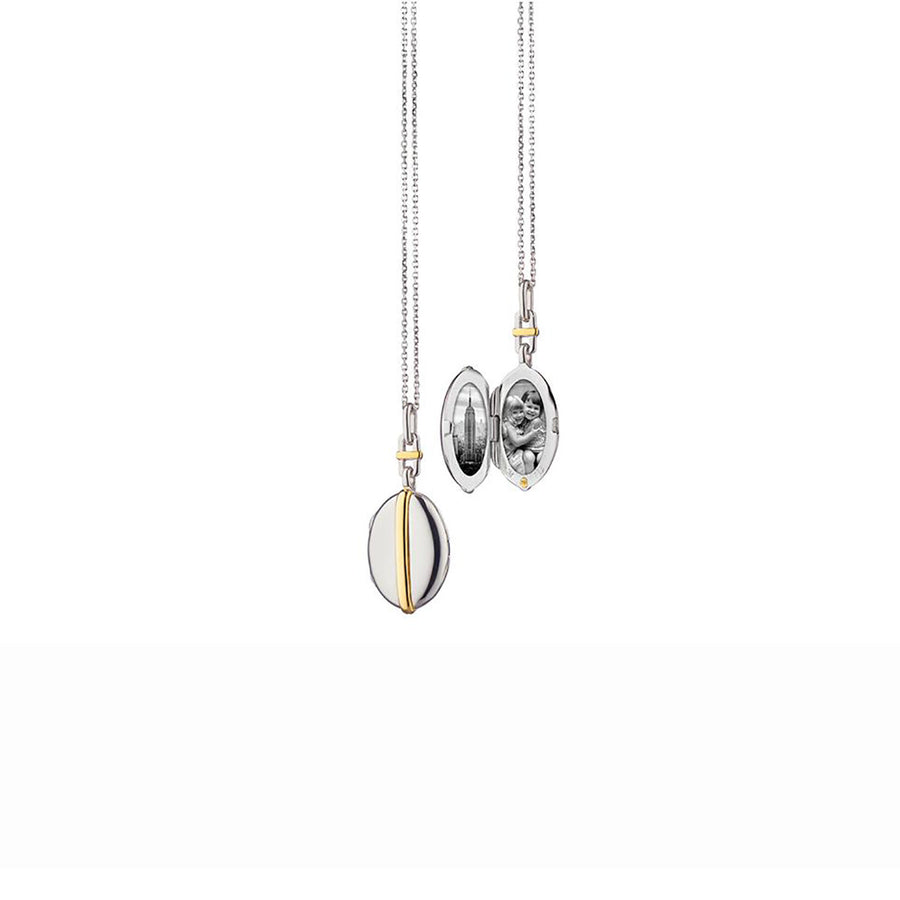 Slim Oval Tess Two-Tone Locket Necklace