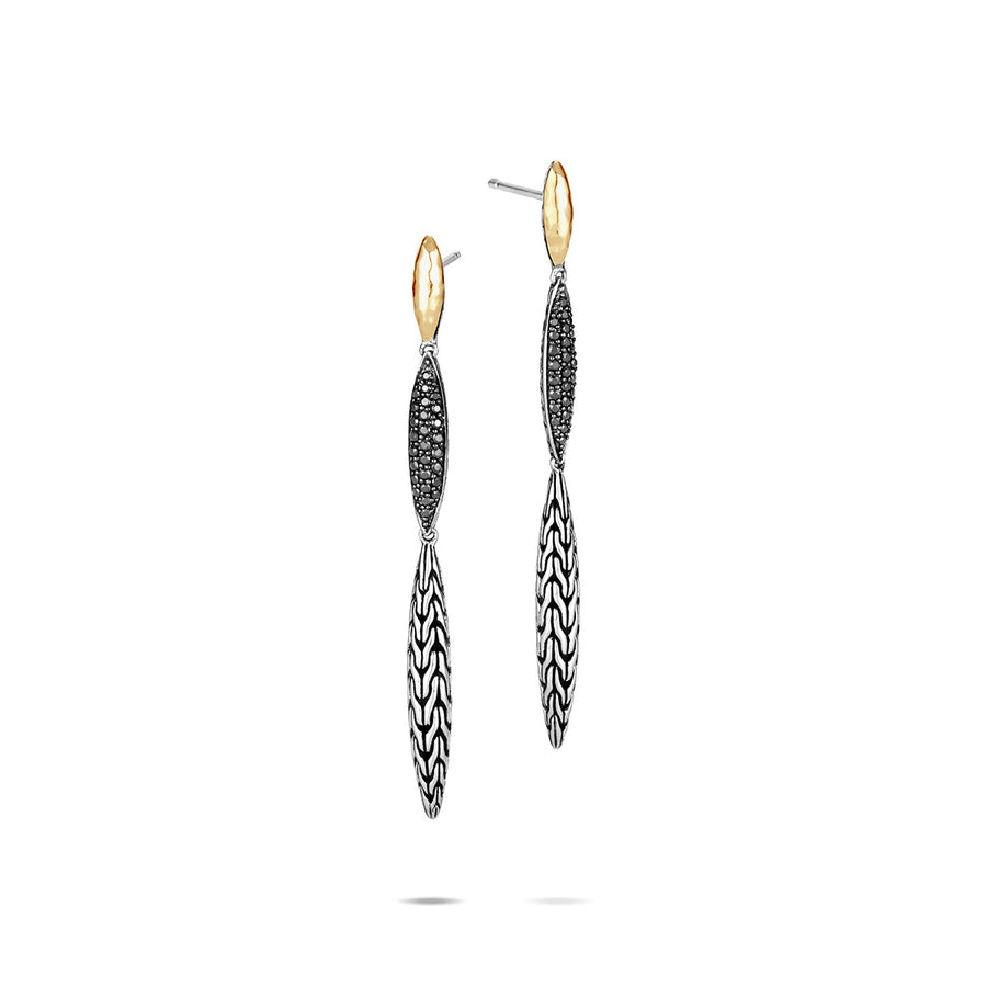 Classic Chain Hammered Spear Drop Earrings with Sapphire and Spinel