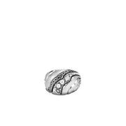 Lahar Silver White and Grey Diamond Pave Dome Ring