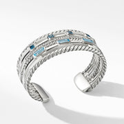 Stax Wide Cuff Bracelet with Blue Topaz and Diamonds