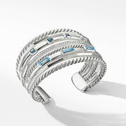Stax Wide Cuff Bracelet with Blue Topaz and Diamonds
