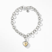 Cable Cookie Classic Heart Charm Bracelet with 18K Yellow Gold