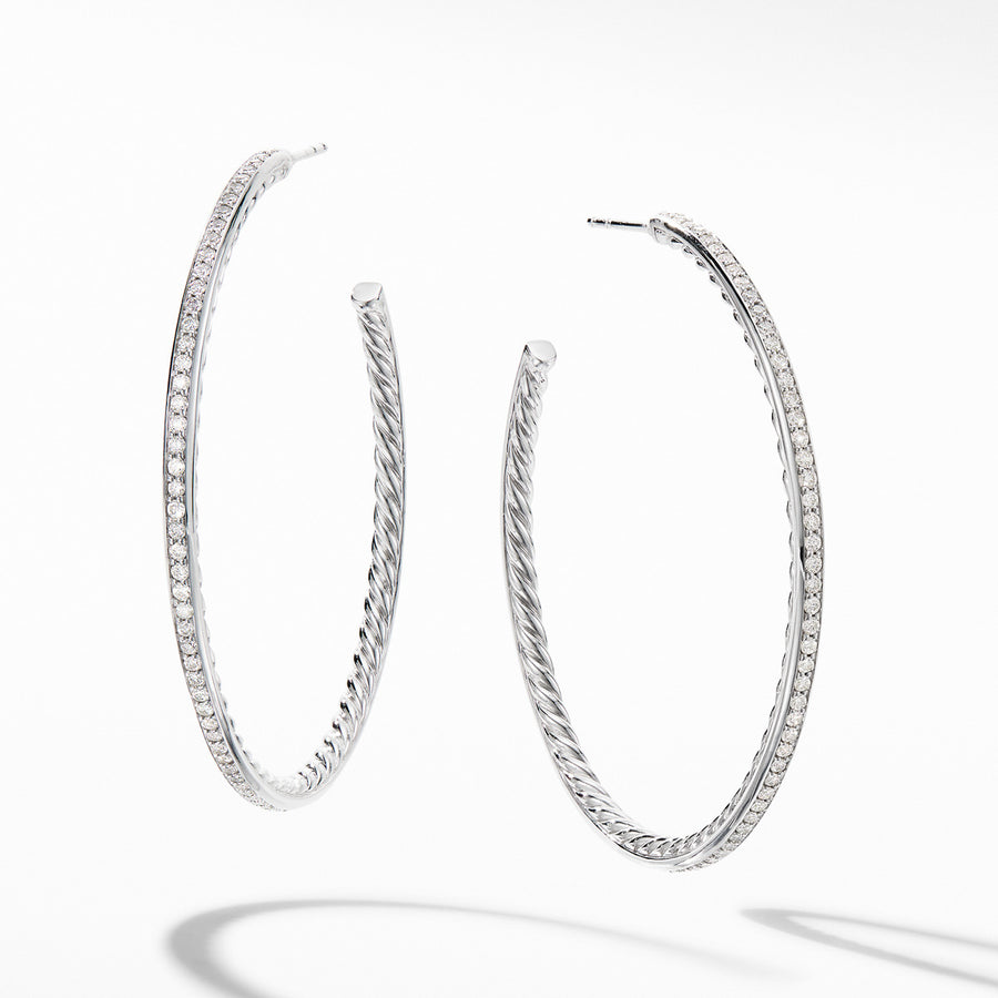 Large Hoop Earrings with Pave Diamonds