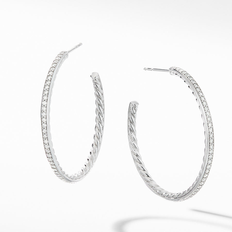 Medium Hoop Earrings with Pave Diamonds