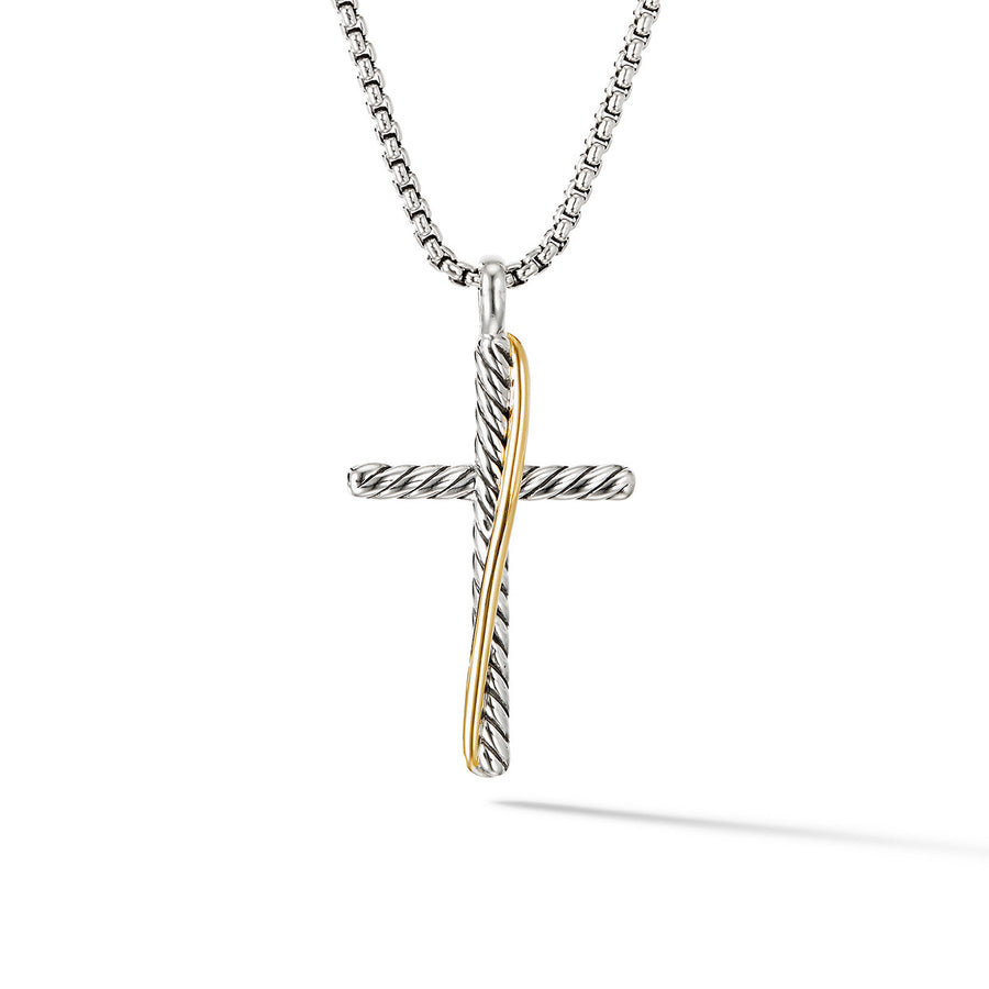 Crossover Cross Necklace with 18K Yellow Gold