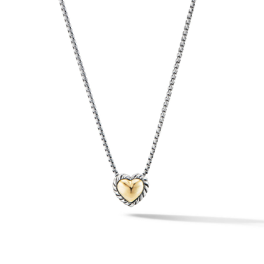 Cable Cookie Classic Heart Necklace with 18K Yellow Gold