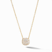 Cushion Stud Pendant Necklace in 18K Yellow Gold with Pave Diamonds