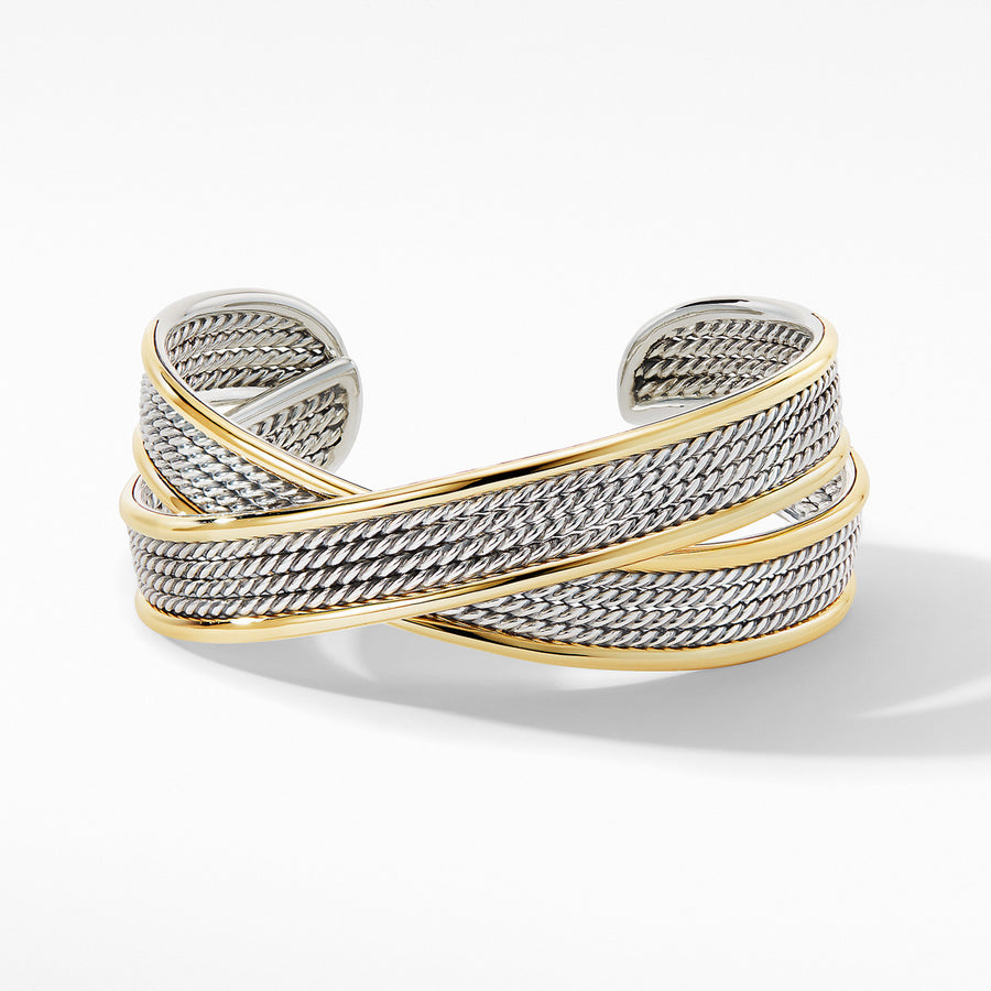 DY Origami Narrow Crossover Cuff Bracelet with 18K Yellow Gold