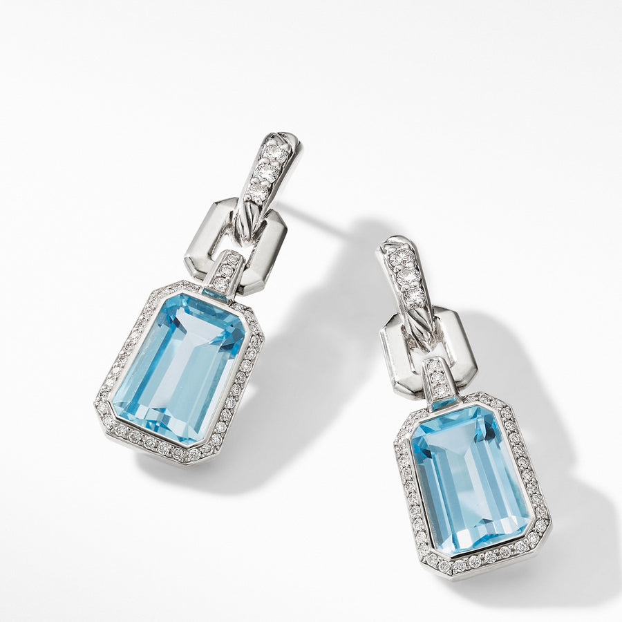Stax Drop Earrings with Blue Topaz and Diamonds