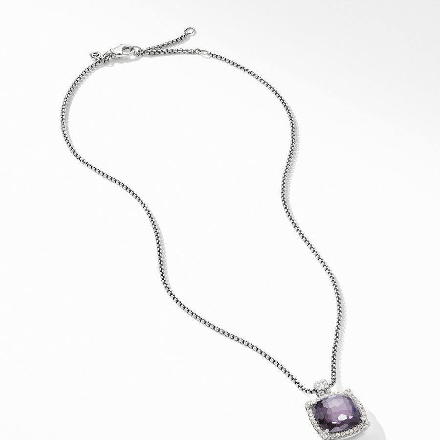 Chatelaine Pave Bezel Pendant Necklace with Black Orchid
