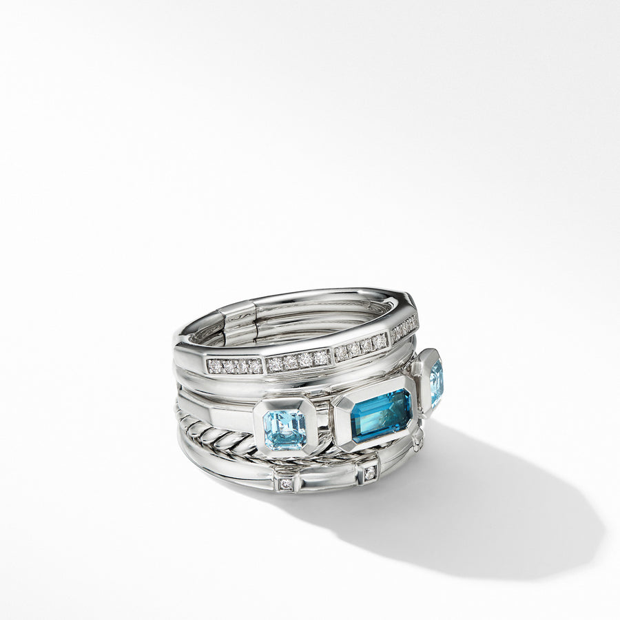 Stax Wide Ring with Hampton Blue Topaz and Diamonds