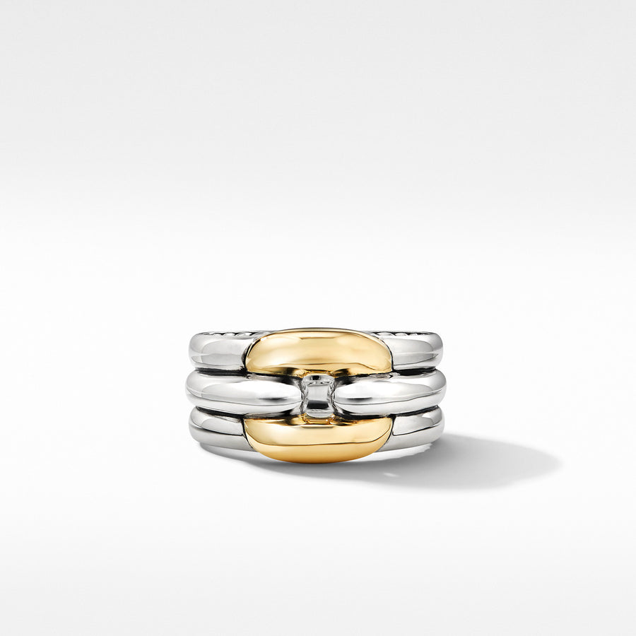 Thoroughbred Cushion Link Ring with 18K Yellow Gold