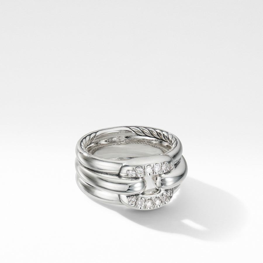 Thoroughbred Cushion Link Ring with Pave Diamonds