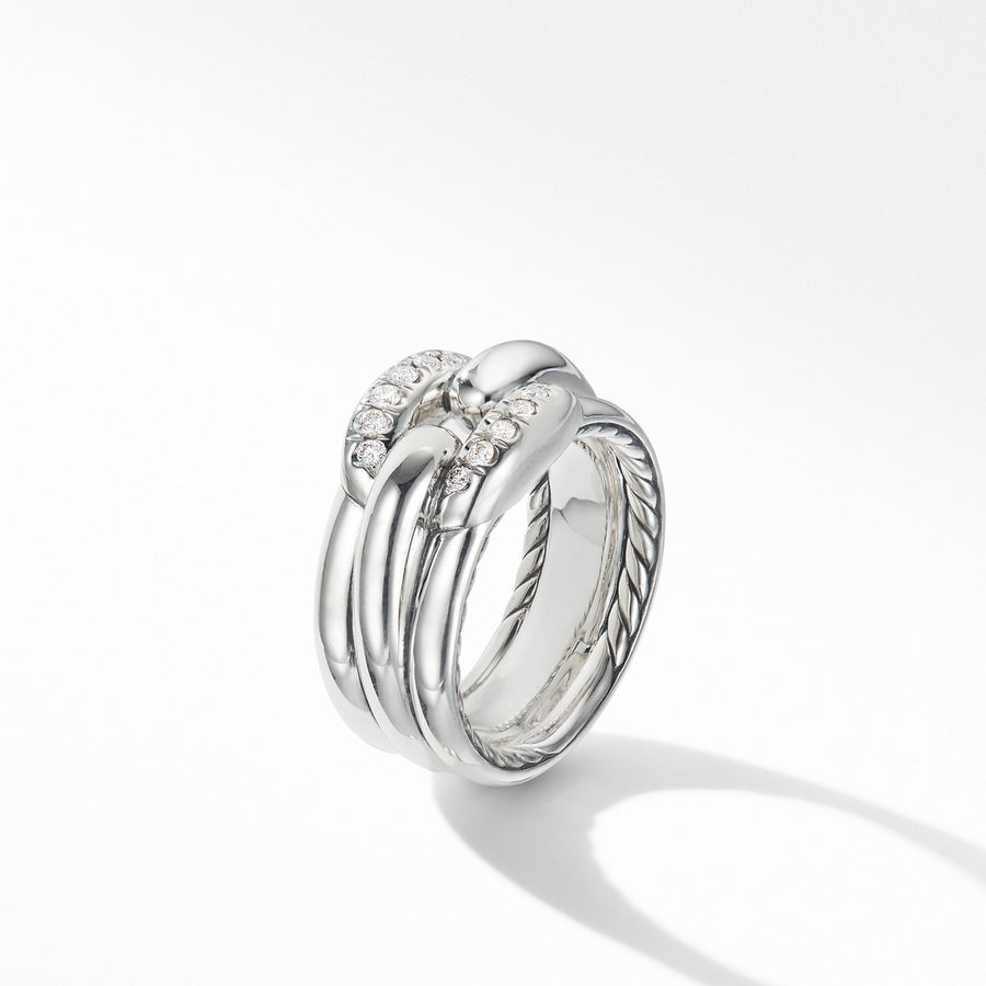Thoroughbred Cushion Link Ring with Pave Diamonds