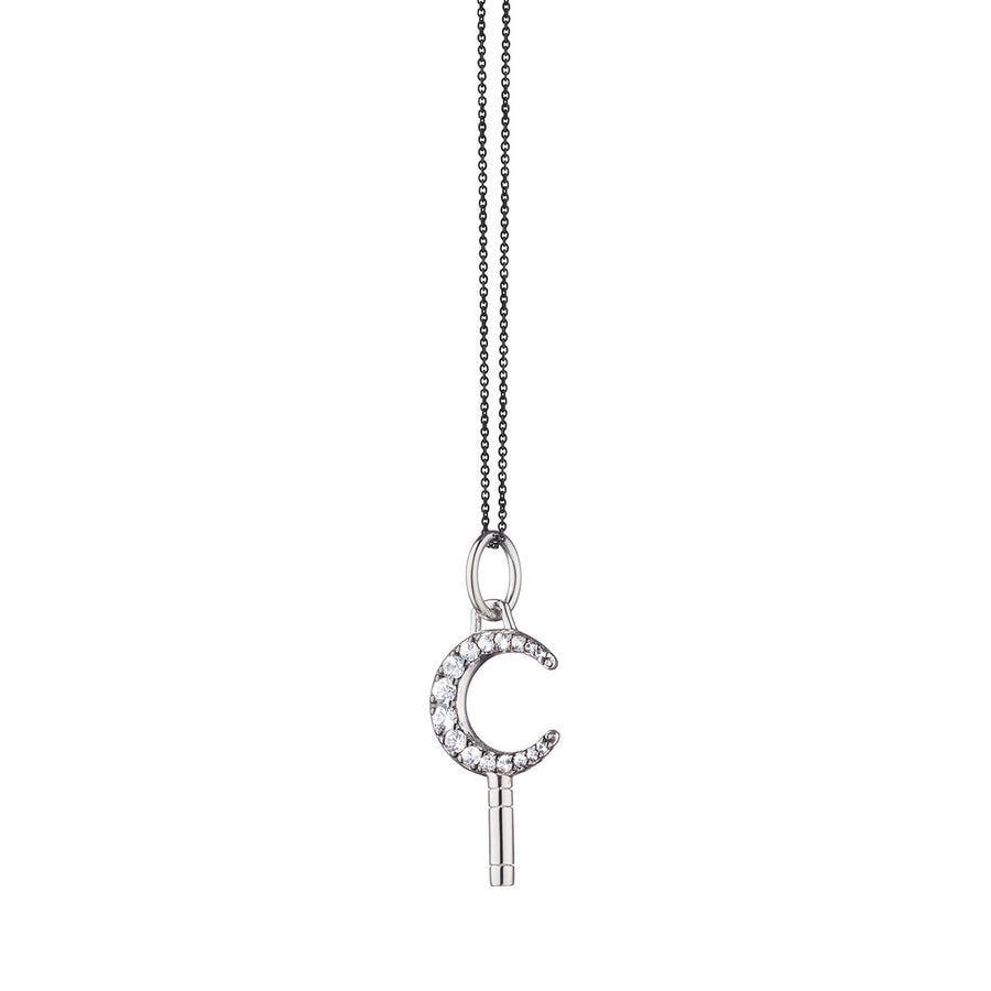 Mini Dream Moon Key Necklace with Sapphires
