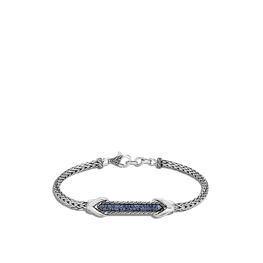 Asli Classic Chain Link Station ID Bracelet with Blue Sapphire