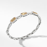 Novella Three Stone Bracelet with Champagne Citrine, Pave Diamonds and 18K Rose Gold