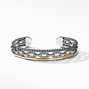 Stax Three-Row Cuff Bracelet in Blackened Silver with Diamonds